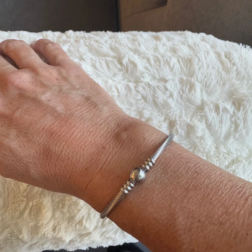 Silver Cable Adjustable Bracelet Stackable New NWT